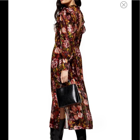 NWT TOPSHOP Fallen Floral Long Sleeve Midi Dress 2 - Picture 2 of 10